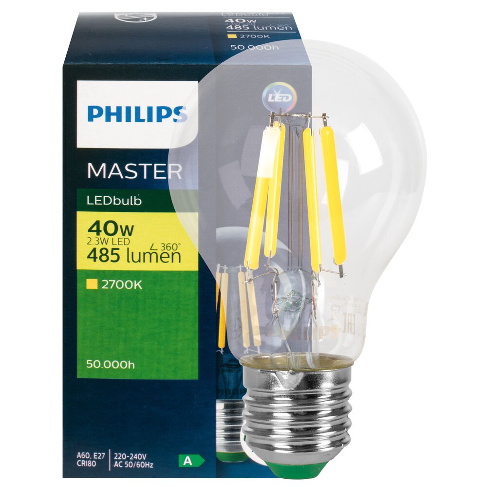 LED-Filament-Lampe, MASTER LEDbulb, AGL-Form, klar, E27