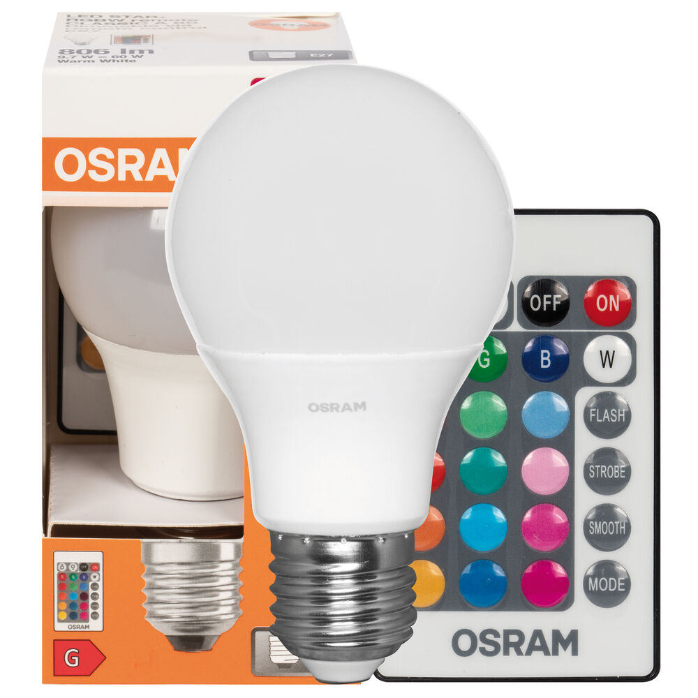LED-Lampe, CLASSIC A, AGL-Form, matt, E27/9,7W, 806 lm, RGBW, mit Fernbedienung