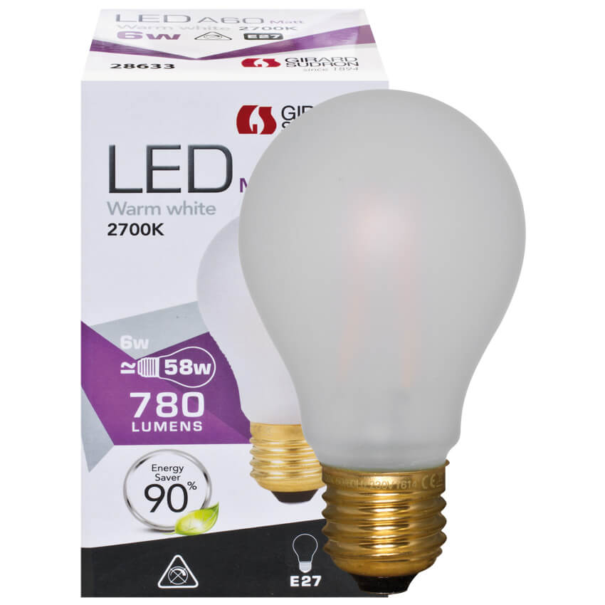 Filament-LED-Lampe,  AGL-Form, matt,  E27