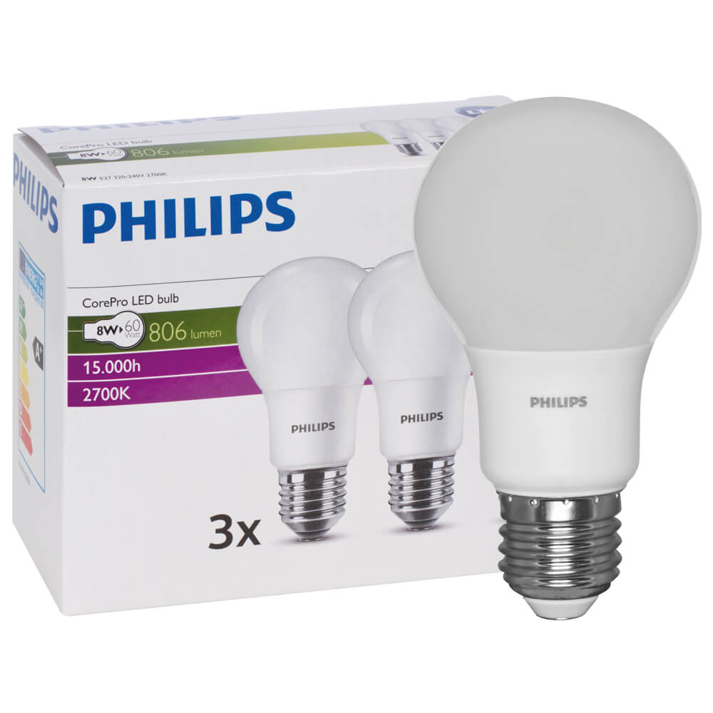 LED-Lampe, MULTPACK CorePro LEDbulb AGL-Form, opal E27/8W (60W), 806 lm, 2700K