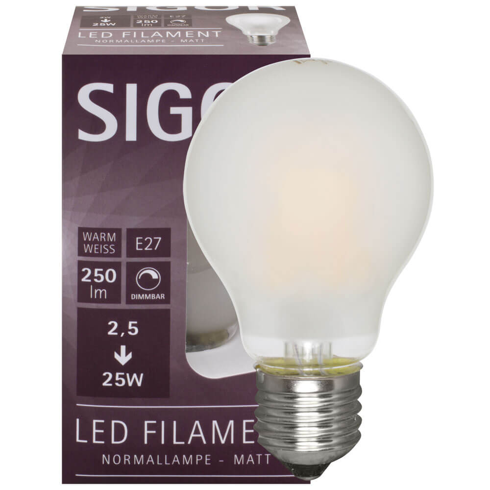 LED-Filament-Lampe,  AGL-Form, matt,  E27