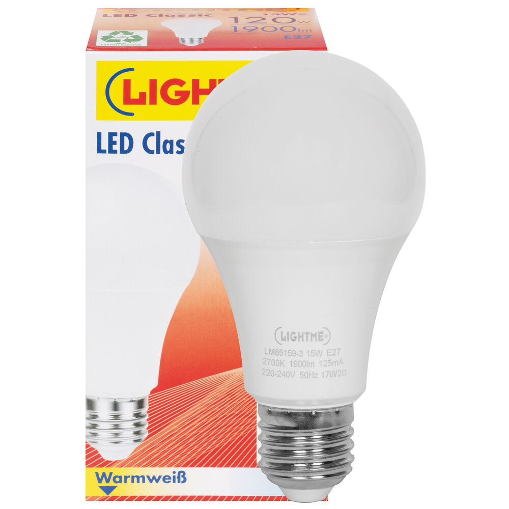 LED-Lampe, CLASSIC, AGL-Form, matt, E27/15W (120W), 1.900 lm, 2700K