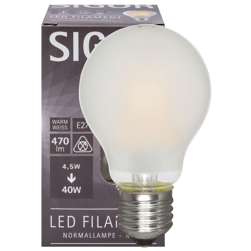 LED-Filament-Lampe, AGL-Form, matt, E27, 2700K