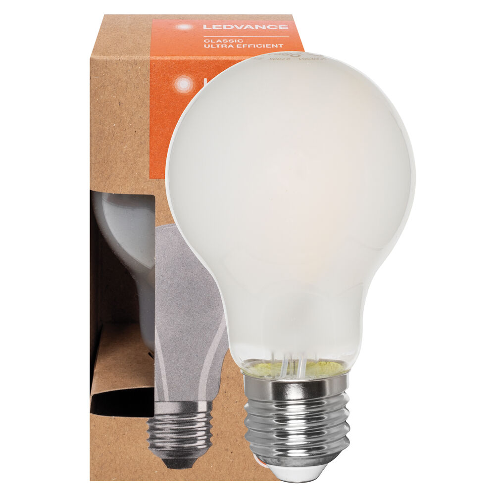 LED-Filament-Lampe, ULTRA EFFICIENT, CLASSIC A, AGL-Form, matt, E27, 3000K