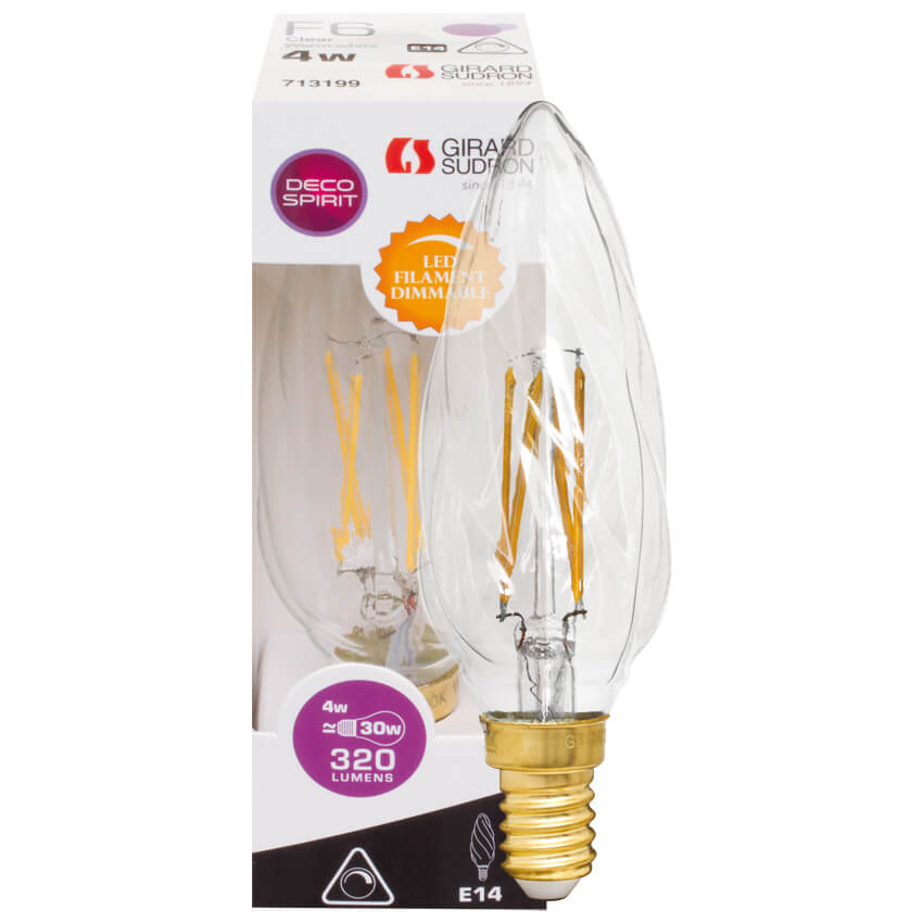 LED-Filament-Lampe,  Kerzen-Form, klar,  E14/4W (30W), 320 lm, 2700K, Windsto
