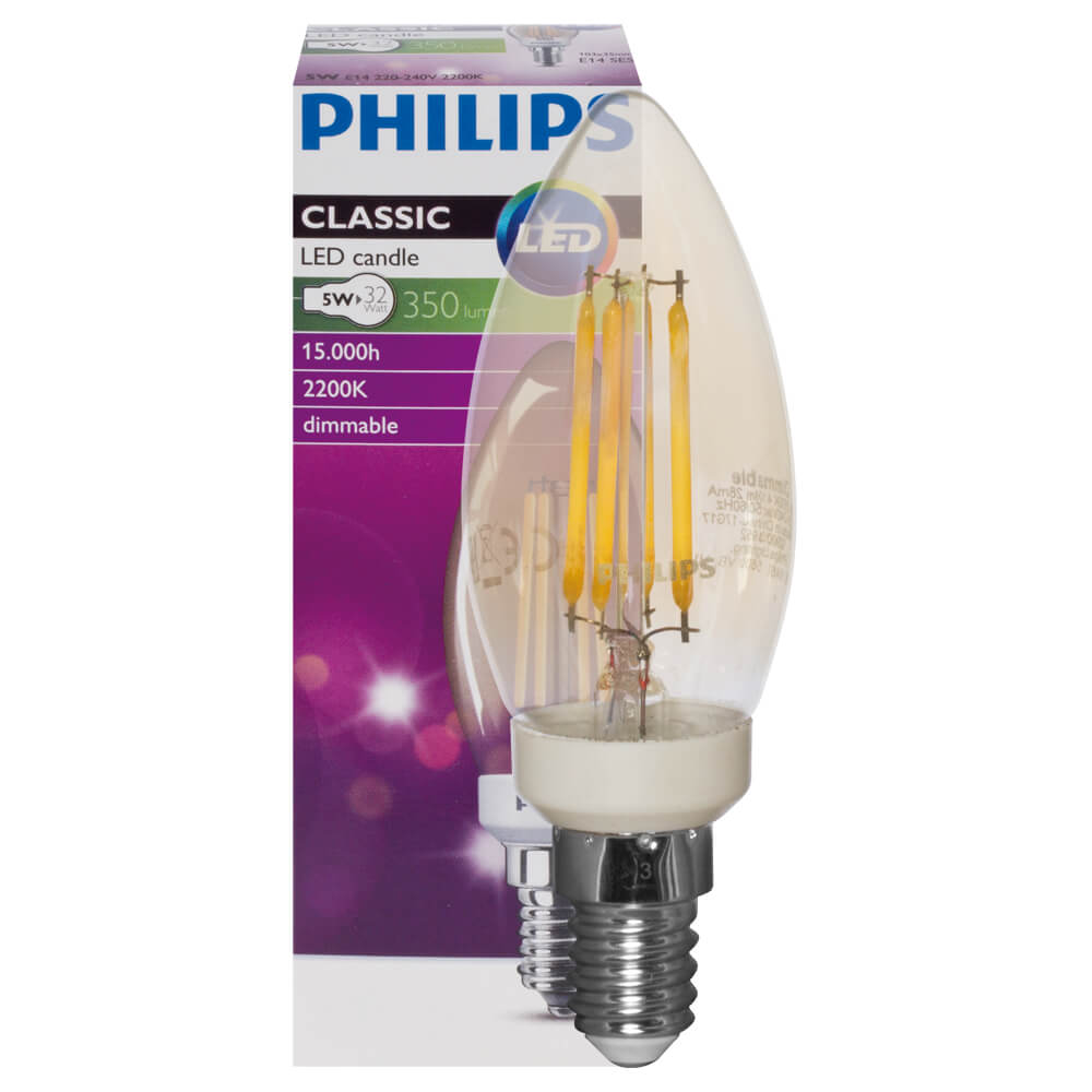 LED-Filament-Lampe, Kerzen-Form, gold, E14/5W, dimmbar