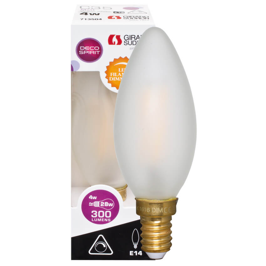 Filament-LED-Lampe,  Kerzen-Form, matt,  E14
