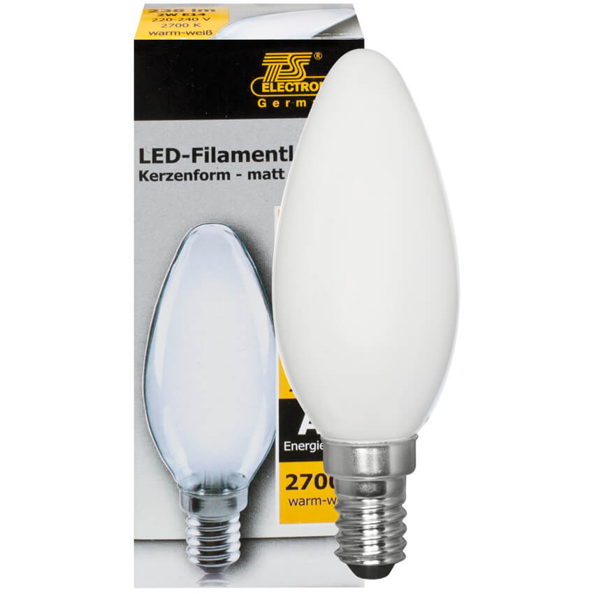 LED-Filament-Lampe,  Kerzen-Form, matt,  E14