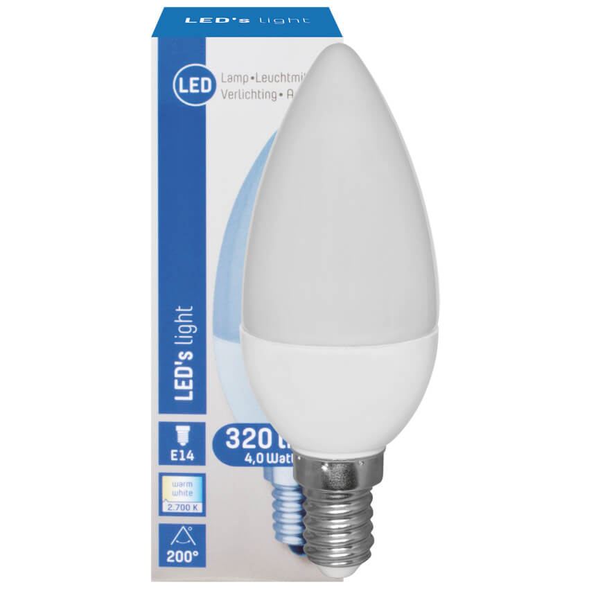 LED-Kerzenlampe, matt, E14/4W (30W), 320 lm, 2700K 