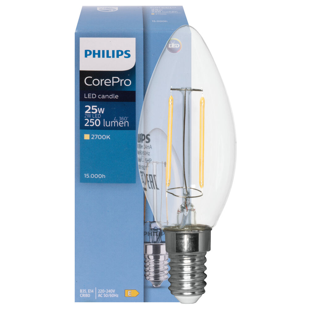 LED-Filament-Lampe,  CorePro, Kerzen-Form, klar,  E14, 2700K