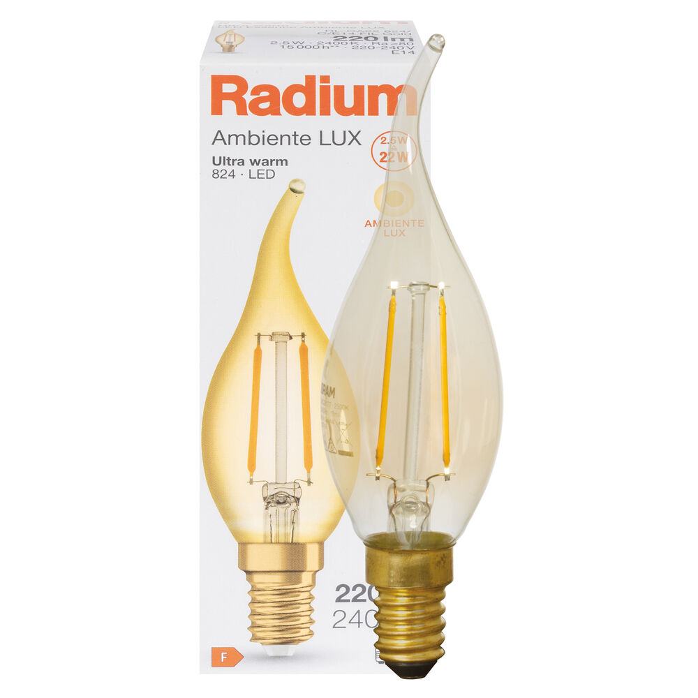 LED-Filament-Lampe, AMBIENTE LUX, Kerzen-Form, gold, E14/2,5W (22W), 220 lm, 2400K