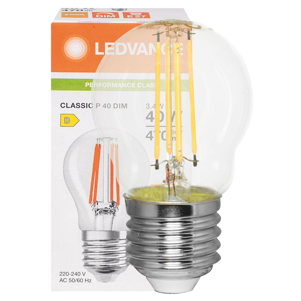 LED-Filament-Lampe, CLASSIC, Tropfen-Form, klar, E27/4,8W (40W), 470 lm, 2700K