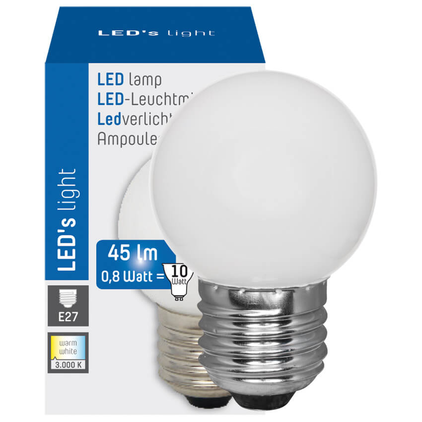 LED-Lampe, Tropfen-Form, satiniert, E27/0,8W