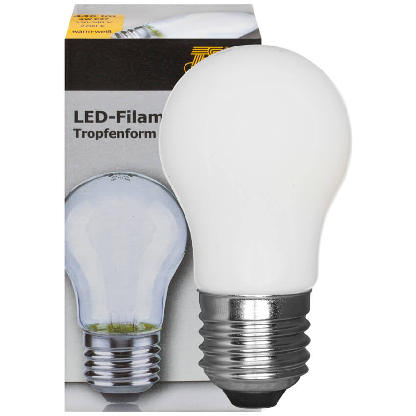 LED-Filament-Lampe,  Tropfen-Form, matt,  E27/4W (40W), 446 lm, 2700K 