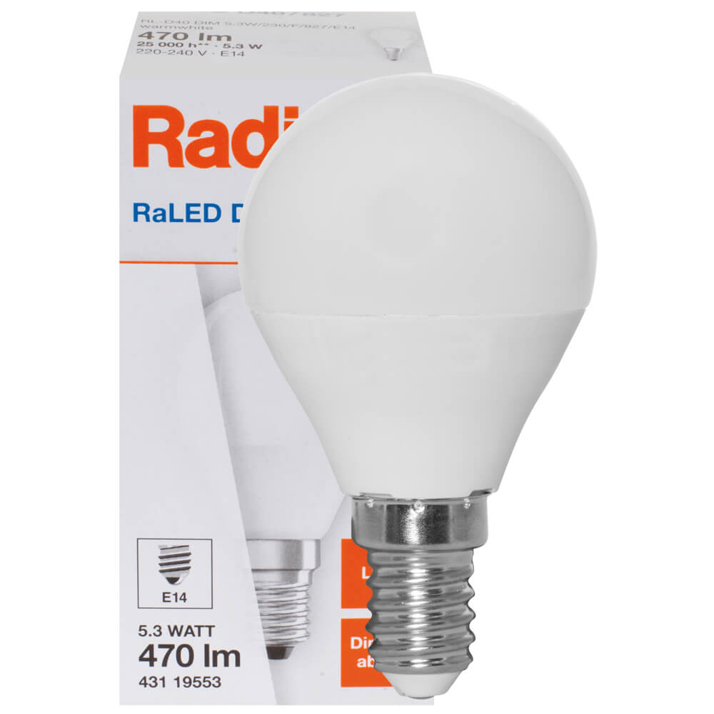 LED-Lampe, RALED STAR DROP, Tropfen-Form, matt, E14/5,3W (40W), 470 lm, 2700K