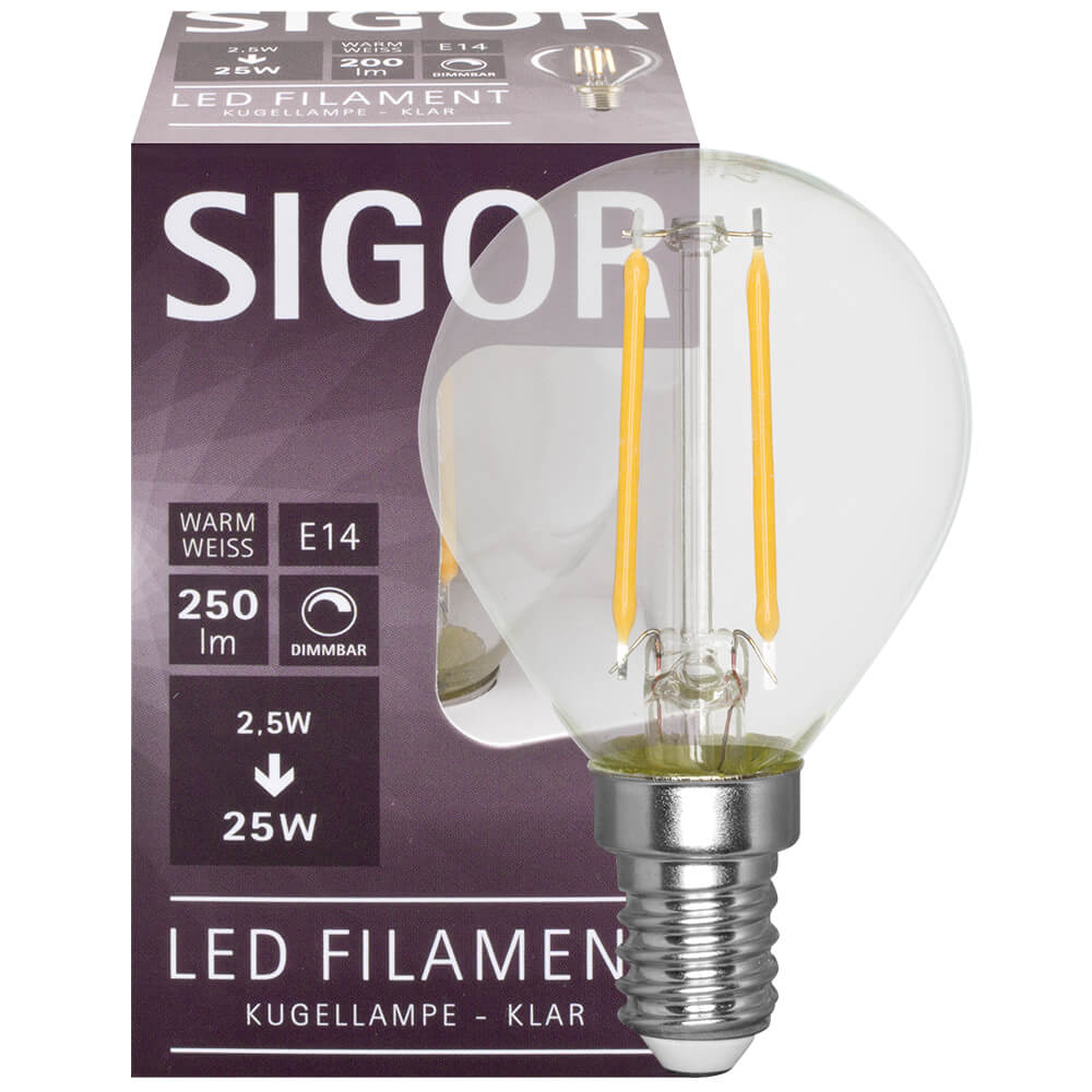 LED-Filament-Lampe, Tropfen-Form, klar, E14, 2700K