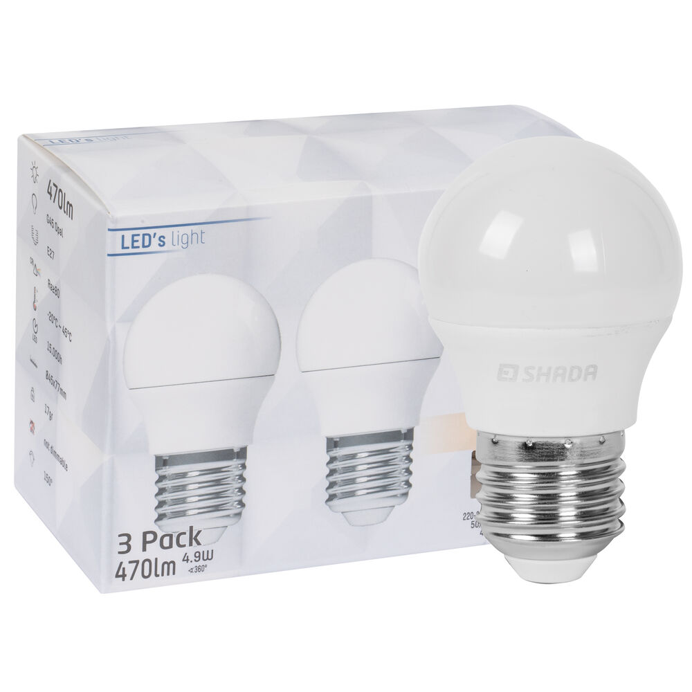LED-Lampe, 3er-Set, Tropfen-Form, opal, E27/4,9W (40W), 470 lm 2700K