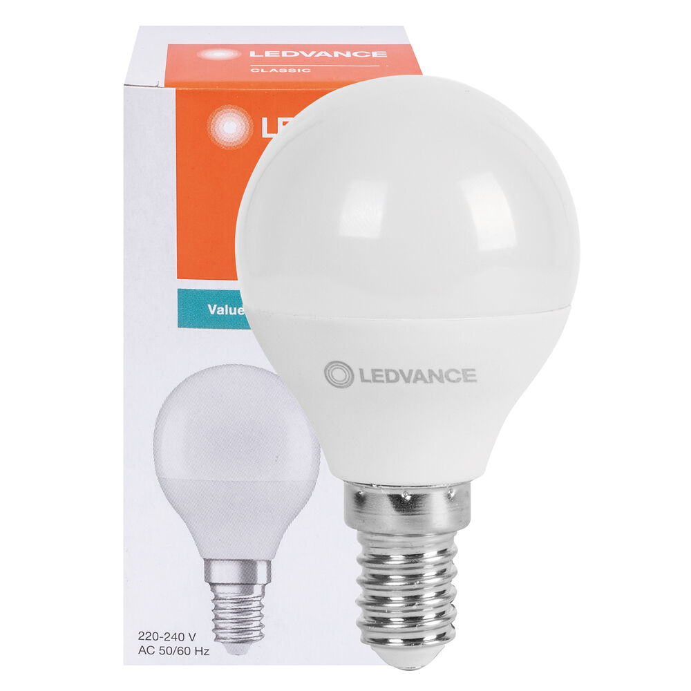 LED-Lampe, CLASSIC P VALUE, Tropfen-Form, opal, E14/4,9W (40W), 470 lm