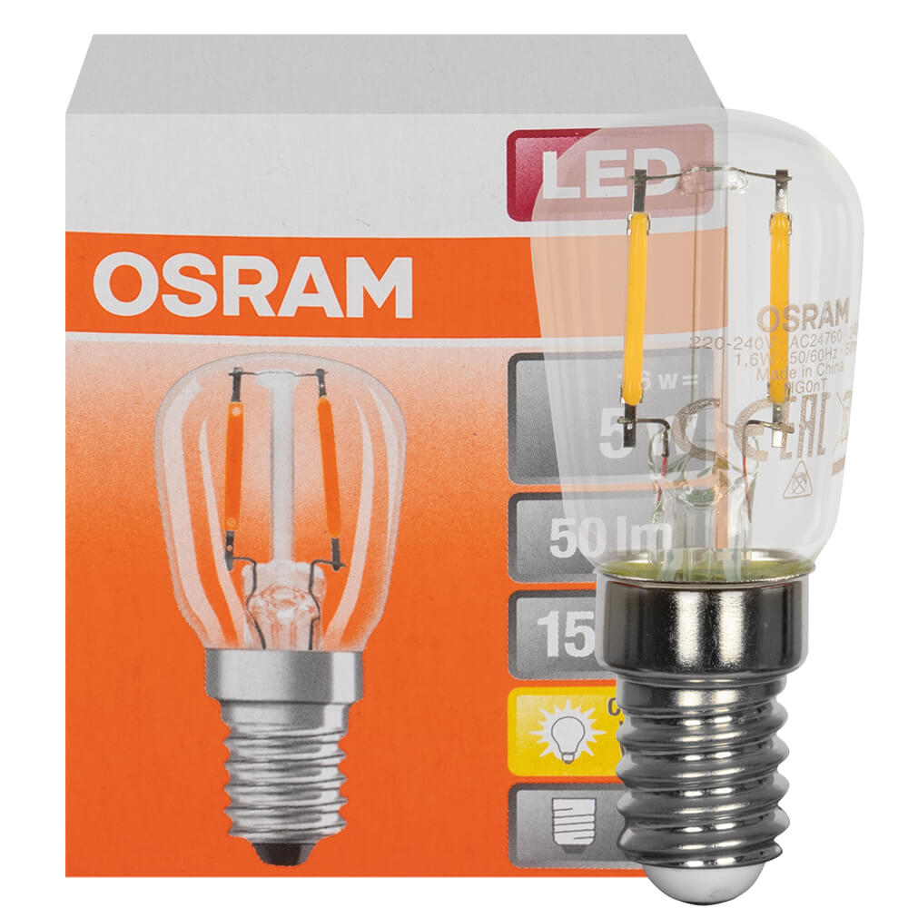 LED-Filament-Lampe, T26, Birnen-Form, klar, E14
