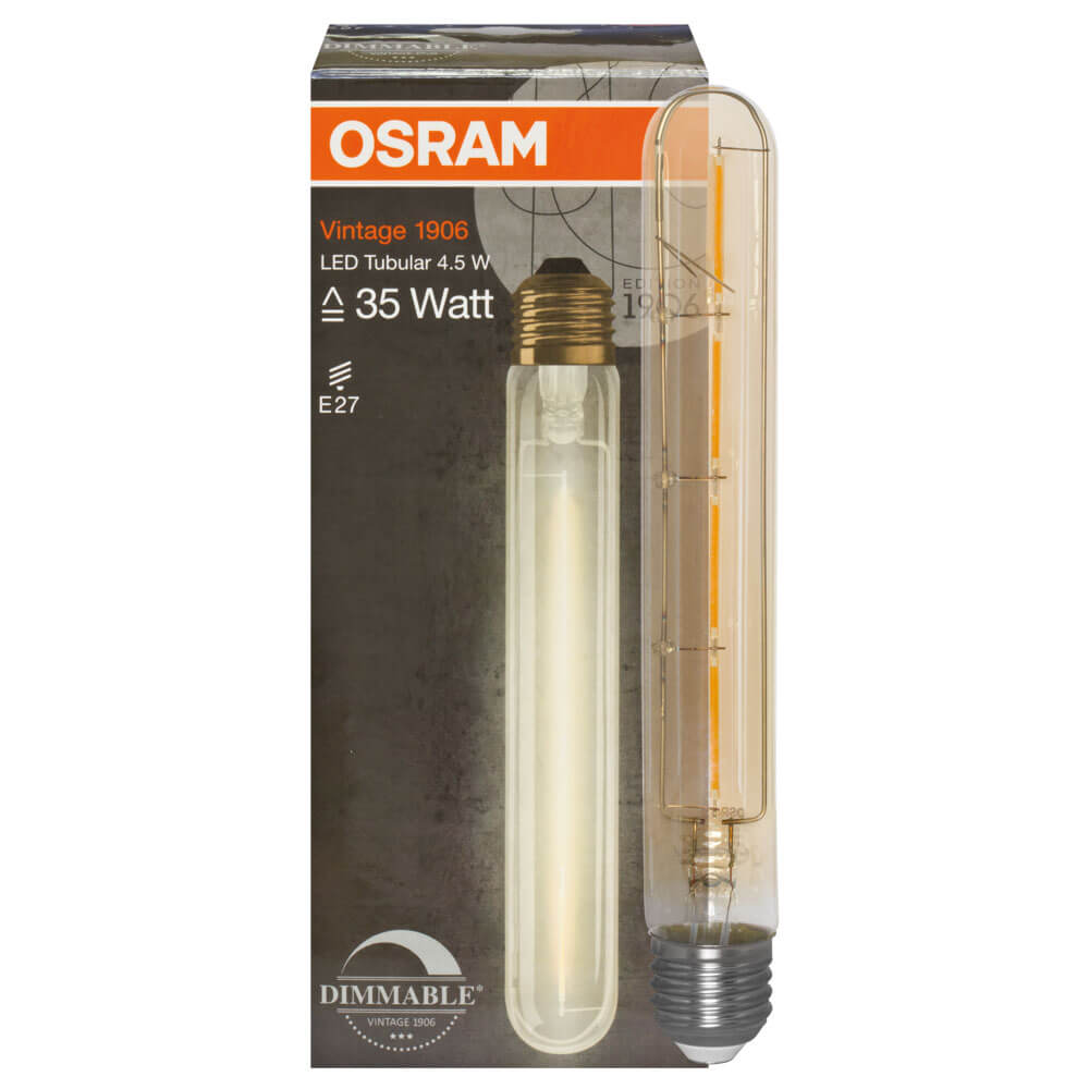 LED-Filament-Lampe, VINTAGE 1906, Rhren-Form, gold, E27/4,5W (35W), 400 lm, 2400K