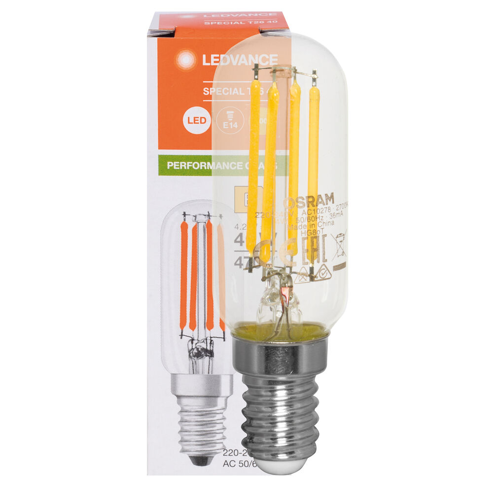 LED-Filament-Lampe, T26, Rhren-Form, klar, E14, 2700K