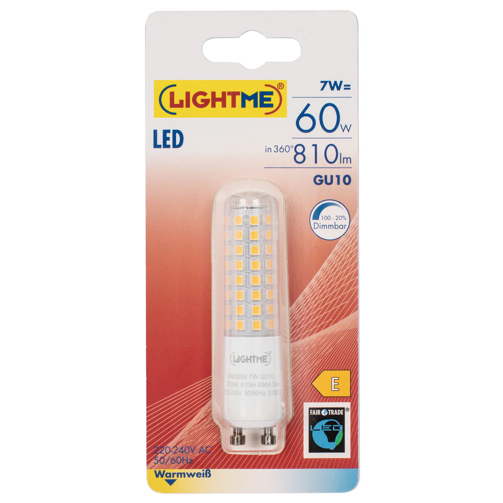 LED-Lampe, Rhren-Form, klar, GU10/7W (60W), 810 lm, 2700K