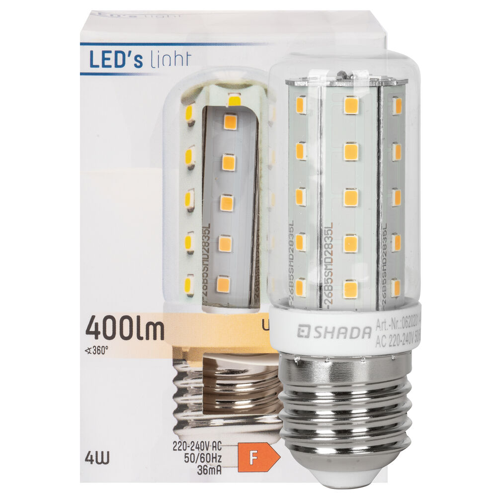 LED-Lampe, Rhren-Form, klar, E27/4W (35W), 400 lm, 2700K