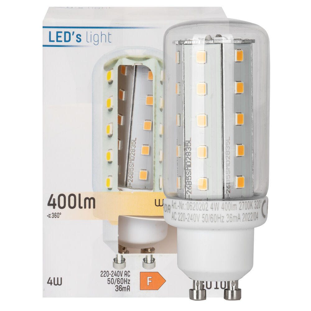 LED-Lampe, Rhren-Form, klar, GU10/4W (35W), 400 lm, 2700K 