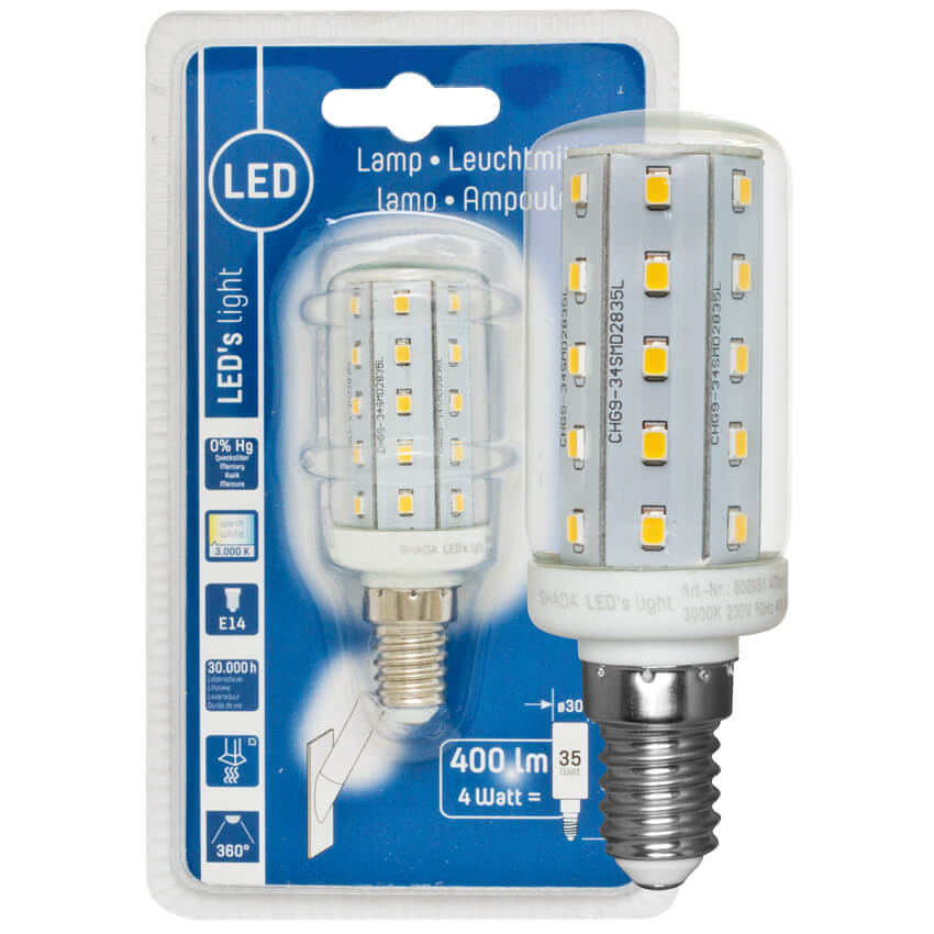 LED-Rhrenlampe, klar, E14/230V/4W, 400 lm