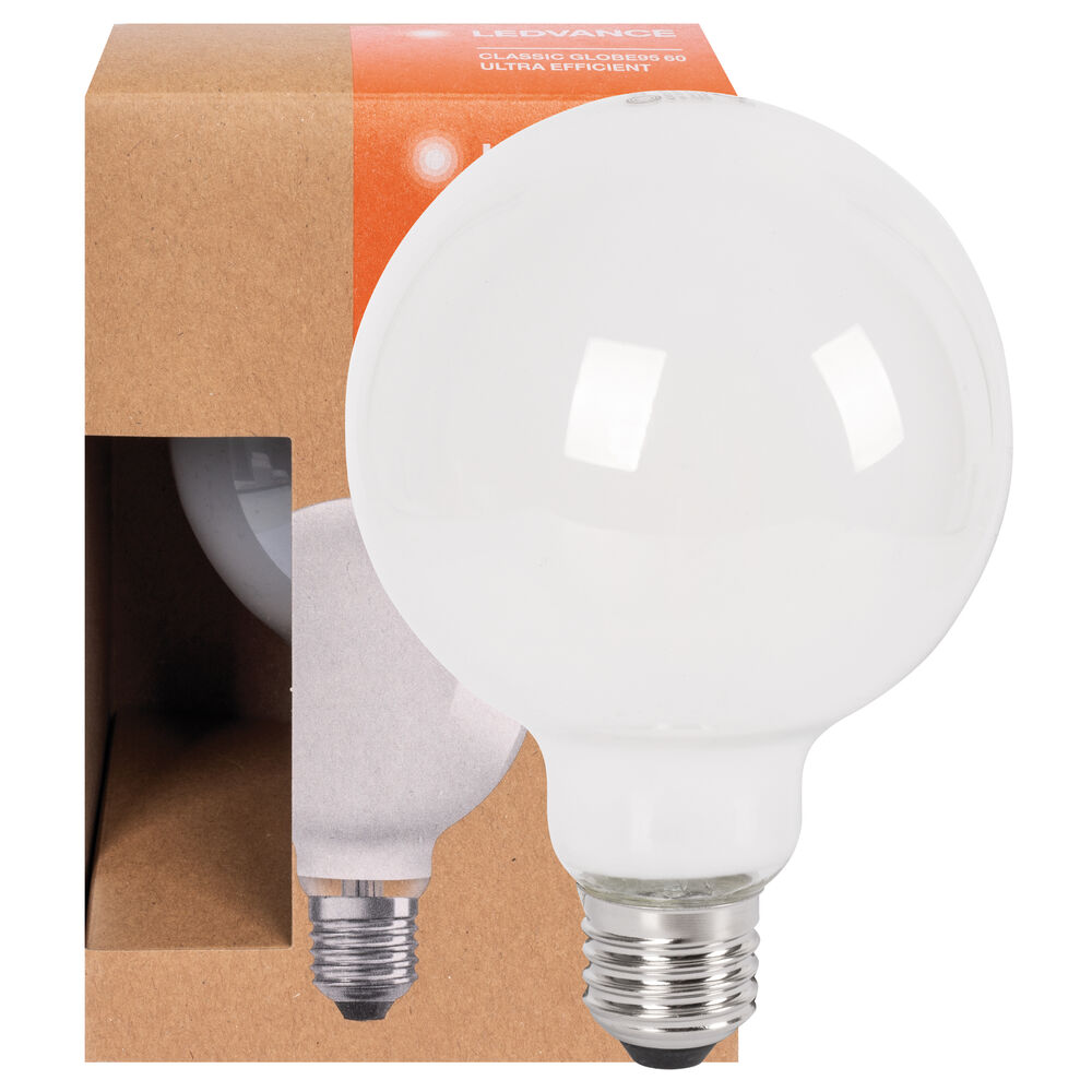 LED-Filament-Lampe, ULTRA EFFICIENT, CLASSIC GLOBE, Globe-Form, matt, E27/4W (60W), 840 lm, 3000K