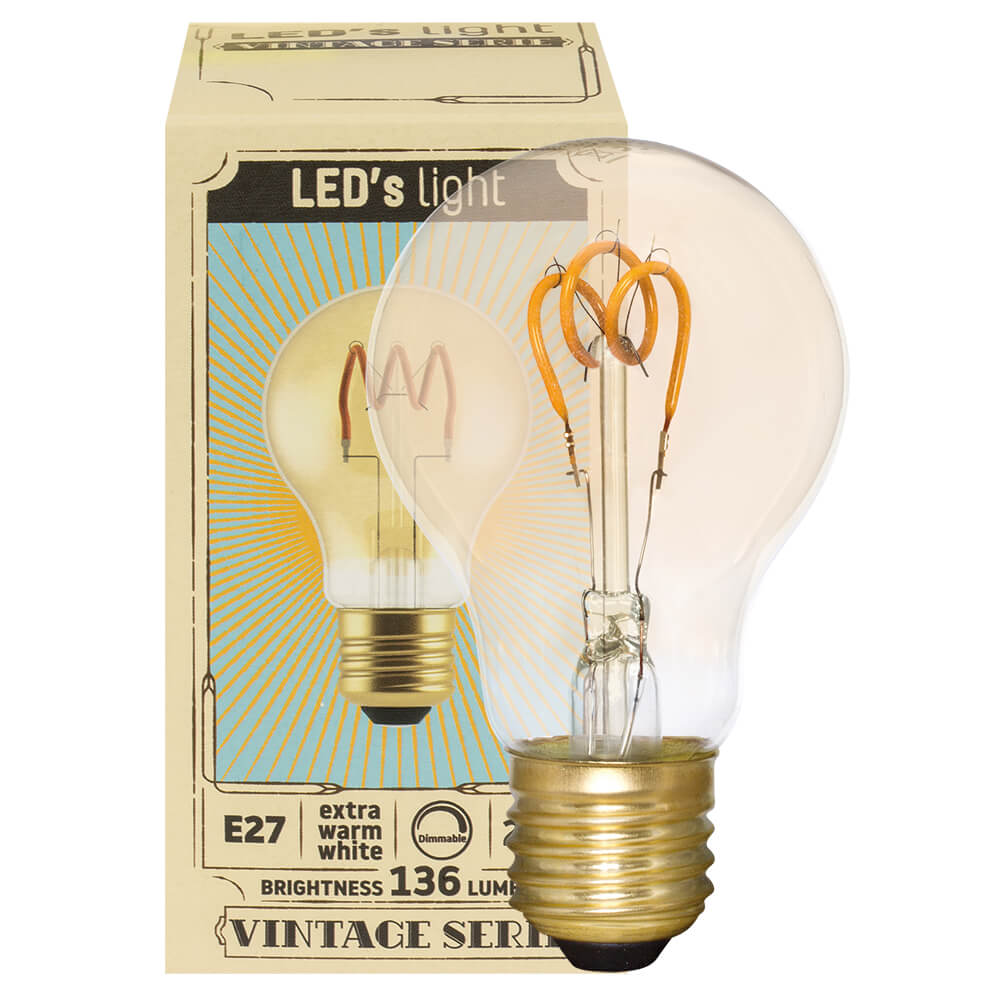 Spiral-LED-Lampe, AGL-Form,  E27/2,5W, gold getnt,  136 lm, L 105,  60