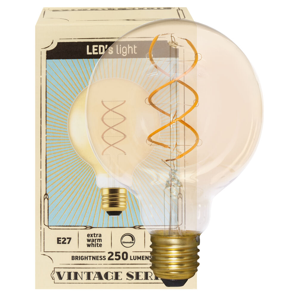 Spiral-LED-Lampe, Globe-Form, gold getnt, E27/5W, 2200K,  95, L 135