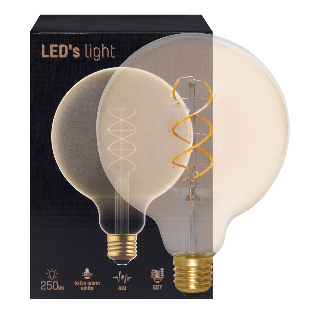 Spiral-LED-Lampe, Globe-Form, gold getnt, E27/4W, 2200K  125, L 178