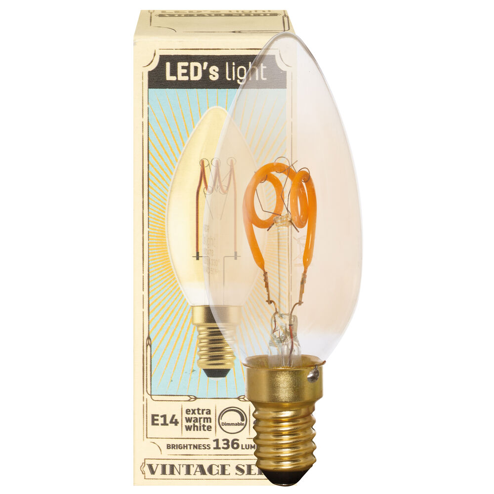 Spiral-Filament-Lampe, Kerzen-Form, gold getnt,  E14/2,5W, 136 lm, 1800K
