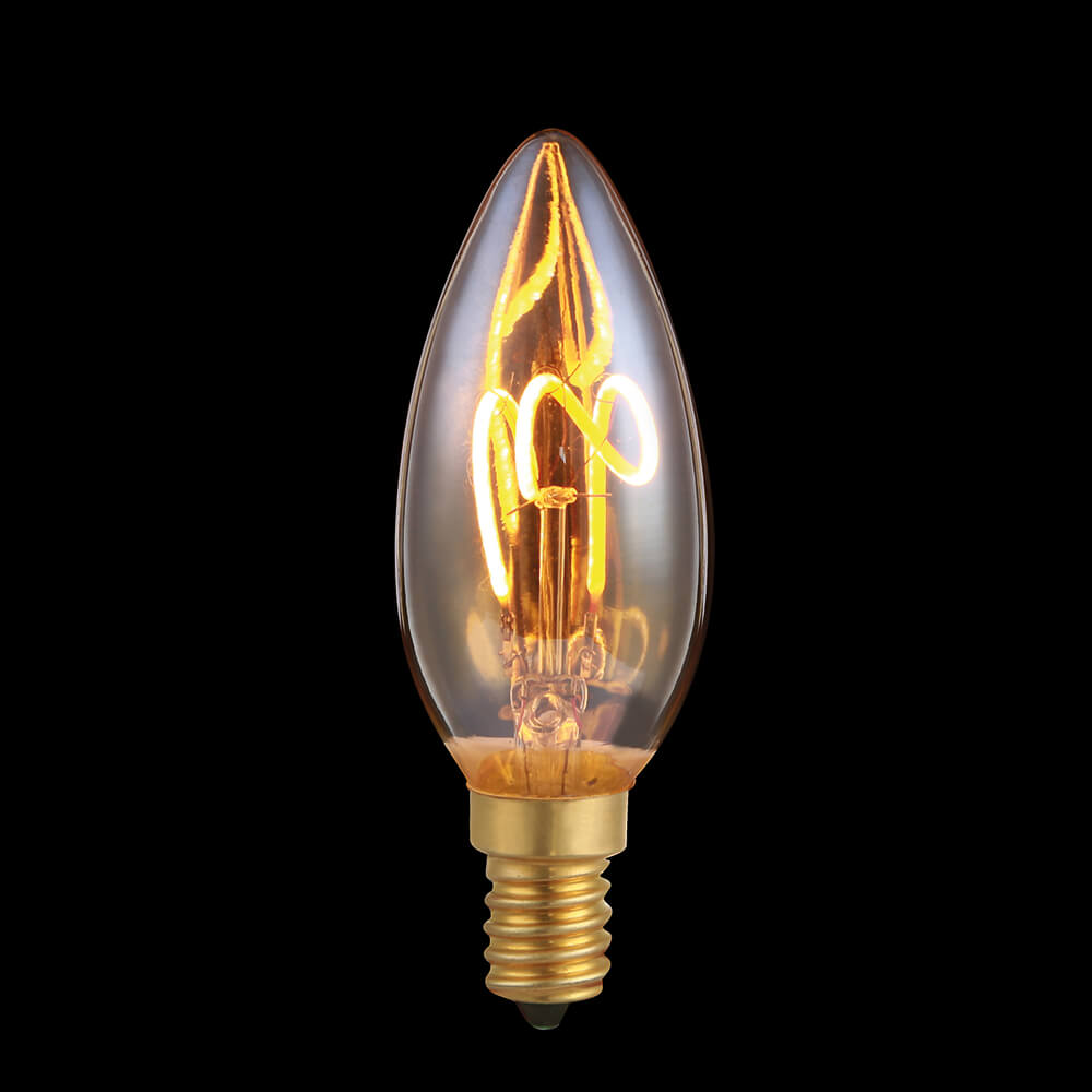 Spiral-LED-Lampe, Kerzen-Form,  E14/2,5W, gold getnt,  136 lm, L 97,  35 Bild 2