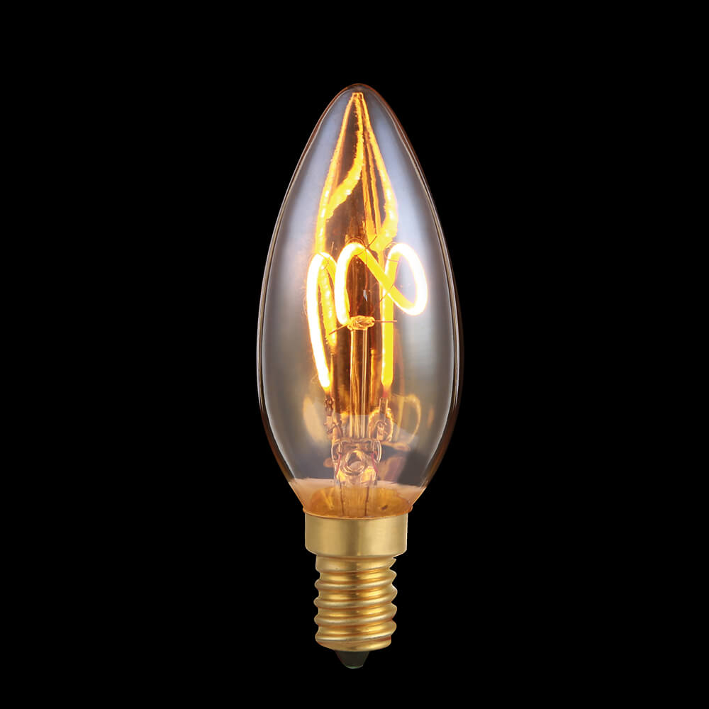 Spiral-Filament-Lampe, Kerzen-Form, gold getnt,  E14/2,5W, 136 lm, 1800K Bild 2