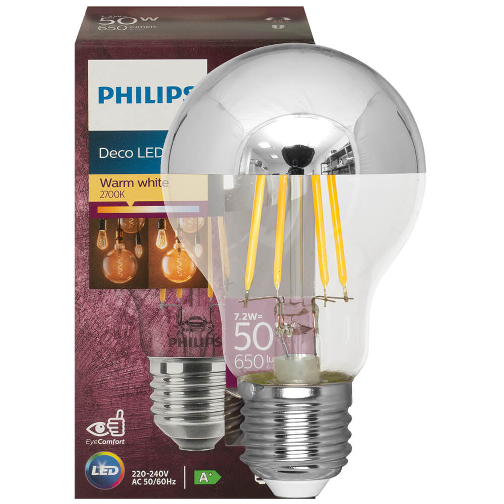 LED-Filament-Lampe, MASTER Value LEDbulb, AGL-Form, silber verspiegelt, E27/7,2W, 650 lm, 2700K