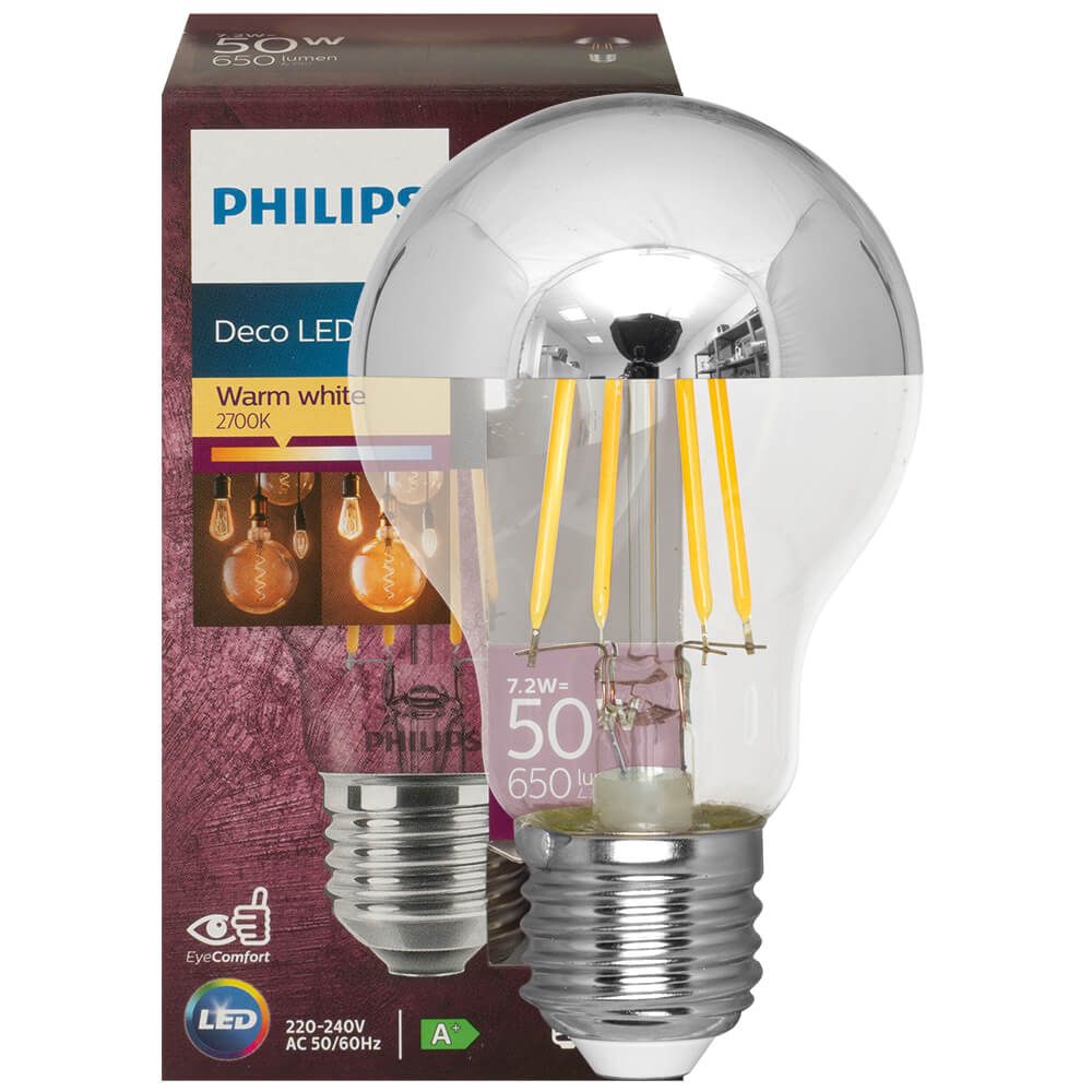LED-Filament-Lampe, MASTER Value LEDbulb, AGL-Form, silber verspiegelt, E27/7,2W (50W), 650 lm, 2700K