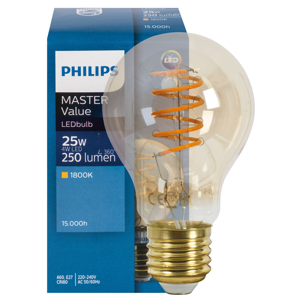 LED-Filament-Lampe, MASTER Value, VINTAGE, AGL-Form, gold, E27/4W, 250 lm