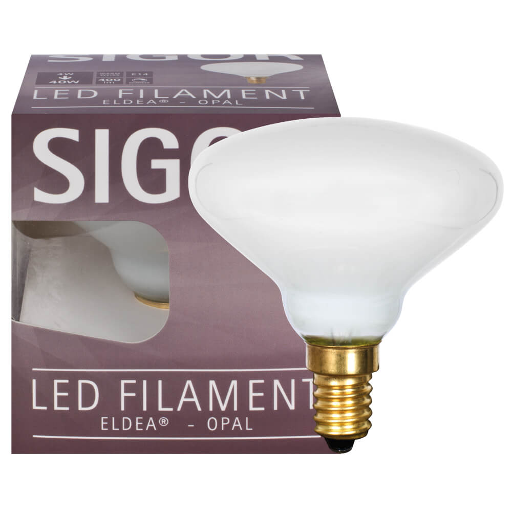 LED-Filament-Lampe,  ELDEA-Form, opal, 4W, 400 lm, 2.700K, E14