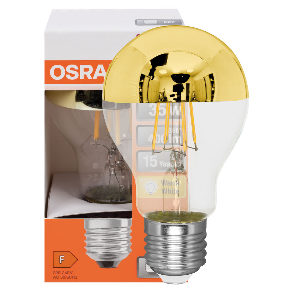 LED-Filament-Lampe, CLASSIC A MIRROR, AGL-Form, gold verspiegelt, E27, 2700K