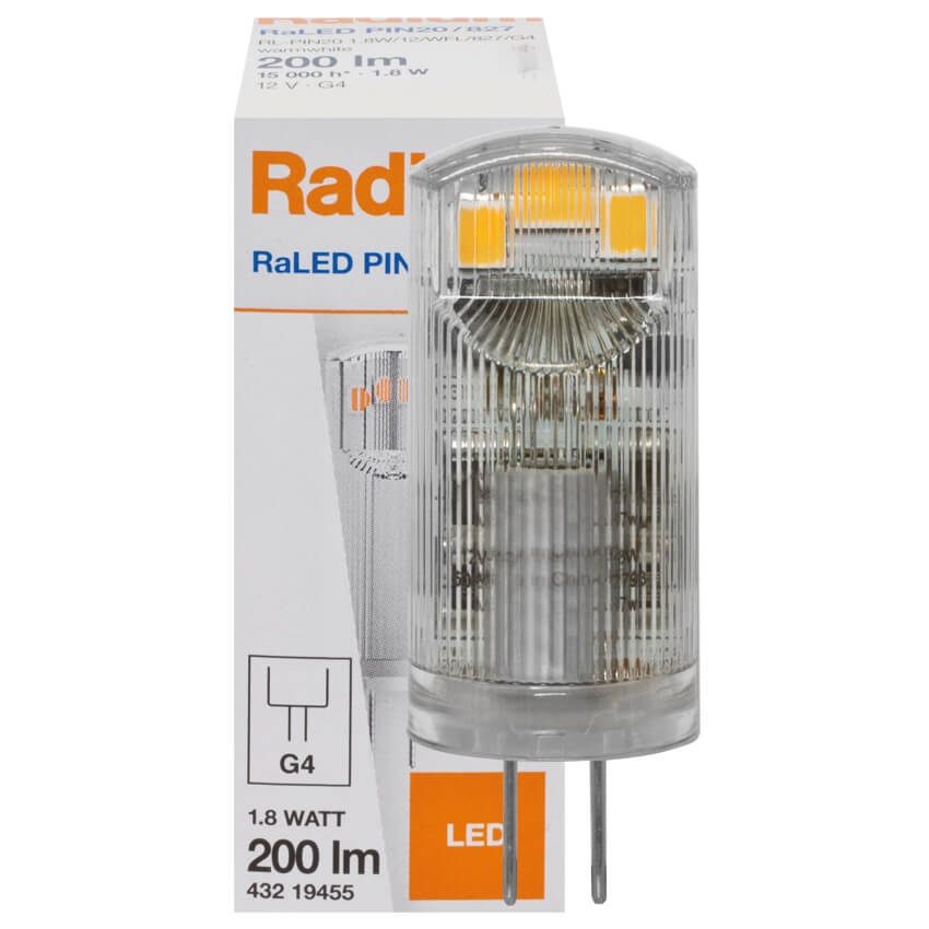 LED-Stiftsockellampe,  RaLED PIN, matt,  G4/12V/1,8W (20W), 200 lm