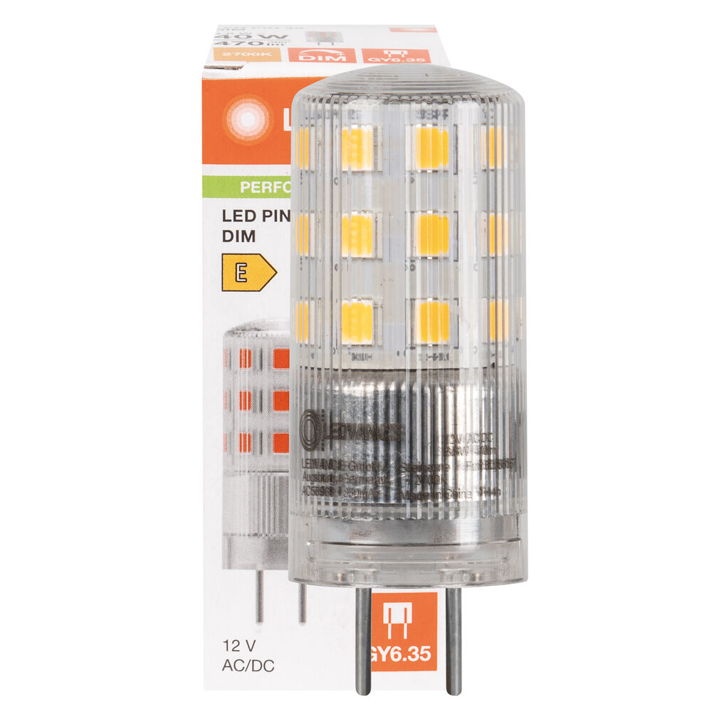 LED-Stiftsockellampe, klar, PIN, GY6,35/4,5W (40W), 470 lm, 2700K, AC/DC