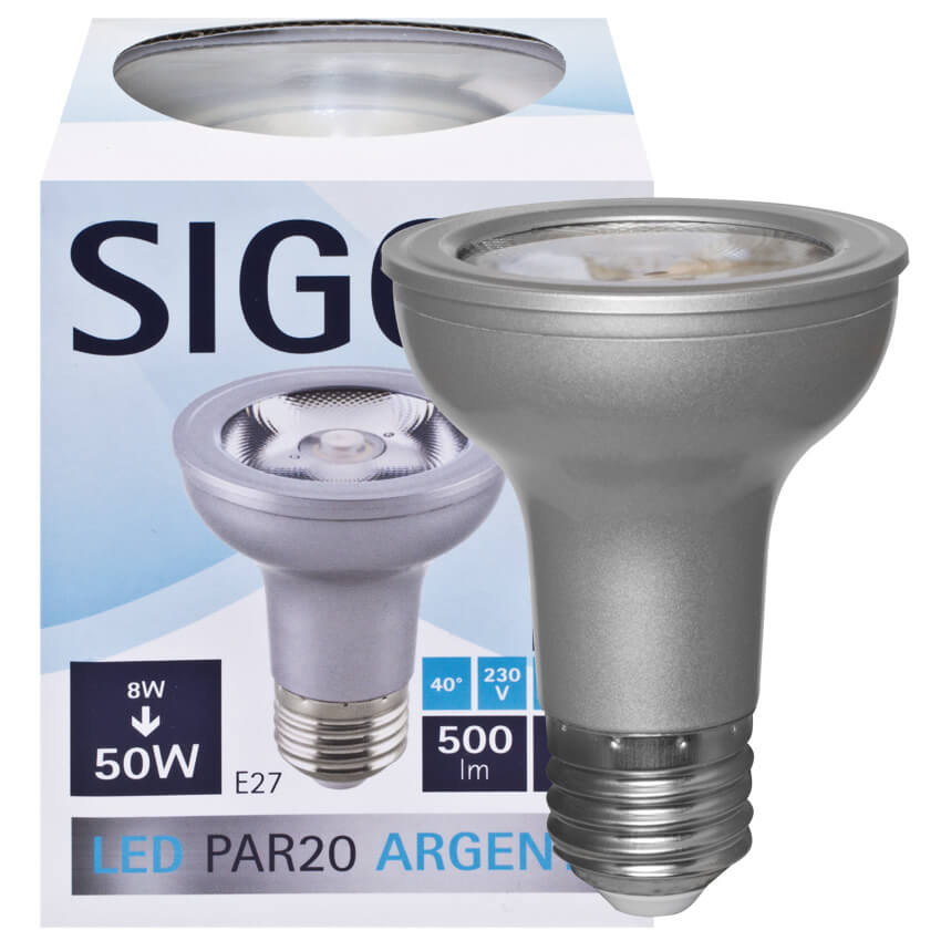 LED-Reflektorlampe, ARGENT, PAR20, E27/8W (50W), 500 lm, 3000K
