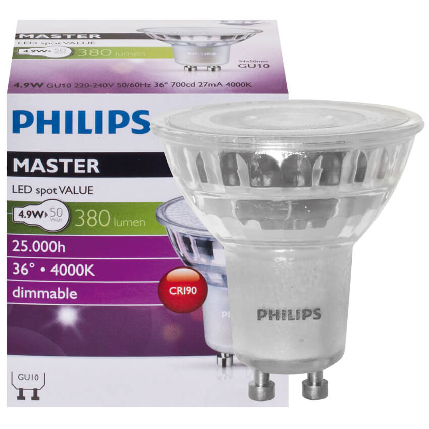 LED-Reflektorlampe, MASTER LEDspot Value, GU10/4,3W (50W), 420 lm, 4000K