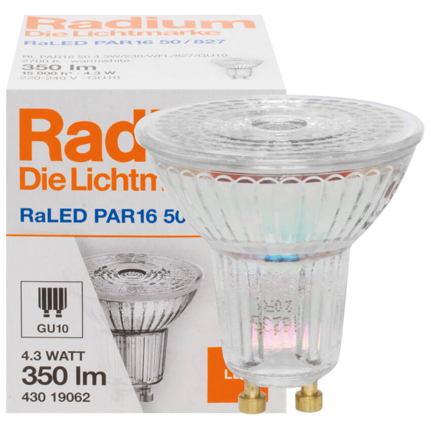LED-Reflektorlampe, RaLED PAR16, PAR16,  GU10/3,6W, 350 lm,  850 cd, 2700K, L 54,  51