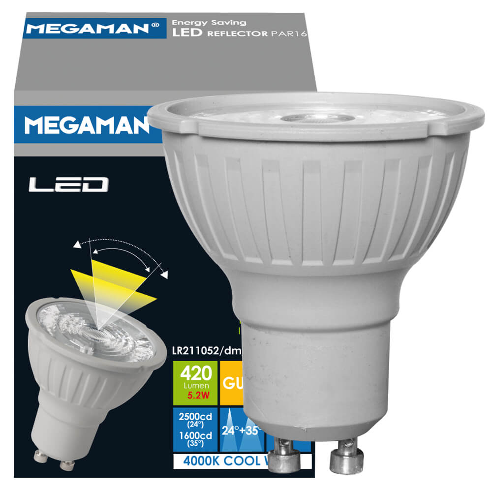 LED-Reflektorlampe, PAR16, DUAL BEAM, GU10/5,2W (50W), 420 lm, Abstrahlwinkel einstellbar 24 + 35