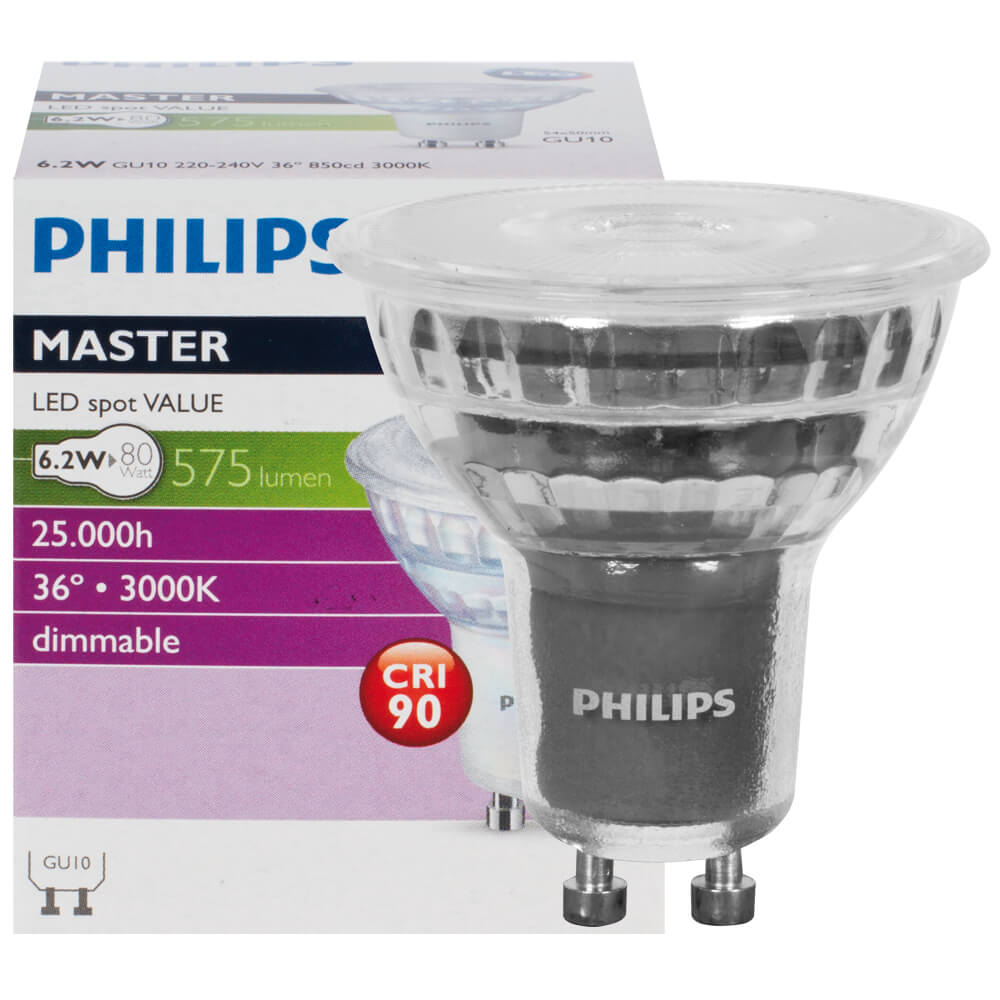 LED-Reflektorlampe, PAR16, MASTER LEDSPOT VALUE,  GU10/6,2W (80W), 575 lm, 3000K