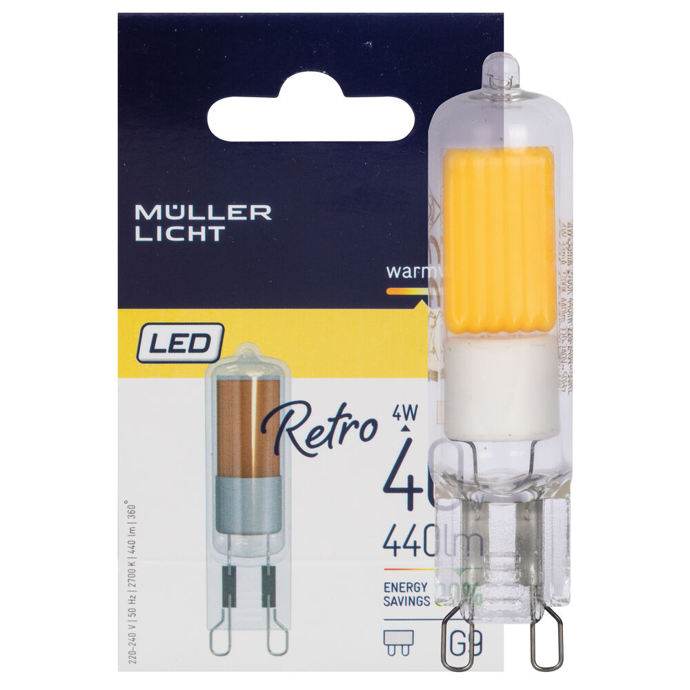 LED-Stiftsockellampe, klar, G9/4W (40W), 440 lm, 2700K