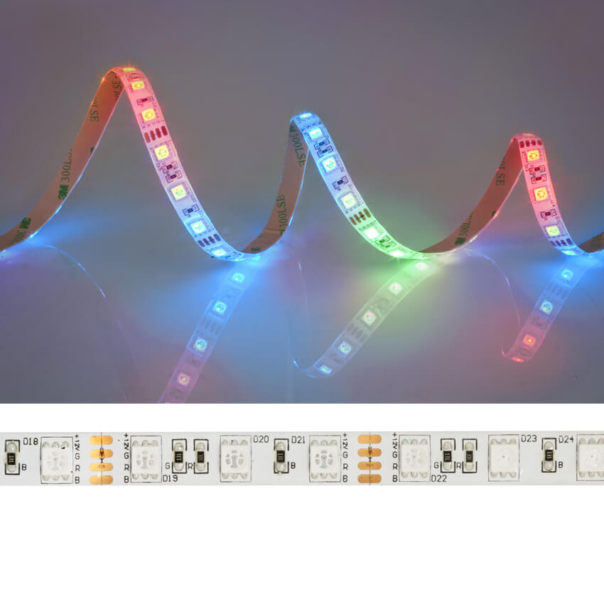 LED-Flexstreifen, RGB, 5050-SMD-LEDs/12V/72W, L 5 m, 300 LEDs, 14,4W/m, ~390 lm/m